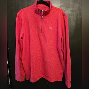 Vineyard Vines Saltwater Quarter-Zip Cotton Pullover Size Medium In Red